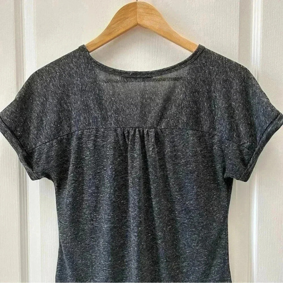Ricki’s Linen Blend T-Shirt Loose Fit V Neck Short Sleeves Charcoal Grey Side XS - Picture 11 of 16